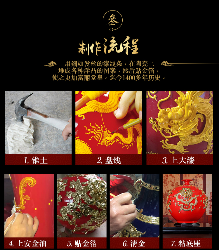 Really sheng xiamen the features checking crafts paint line carve ceramic longteng prosperous time five dragon housewarming gift villa living room