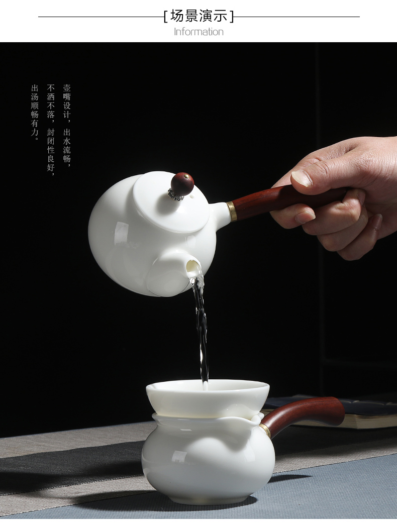 True sheng white porcelain kung fu tea set ceramic teapot cup household contracted a whole set of gift set suet jade contracted