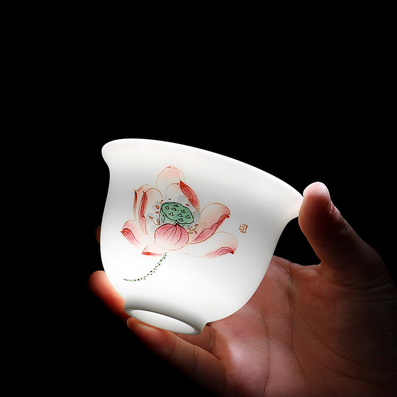 True cheng dehua white light suet jade hand gift kung fu tea white porcelain tea set a complete set of the teapot tea cup