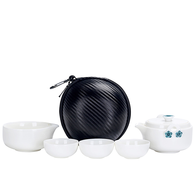 True sheng white porcelain crack a pot of three office travel packages kung fu tea set ceramic teapot tea cups