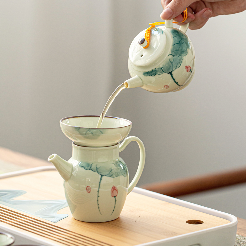 True sheng hand - made celadon tea suit household kung fu tea cups porcelain tureen tea pot dry mercifully consolidation