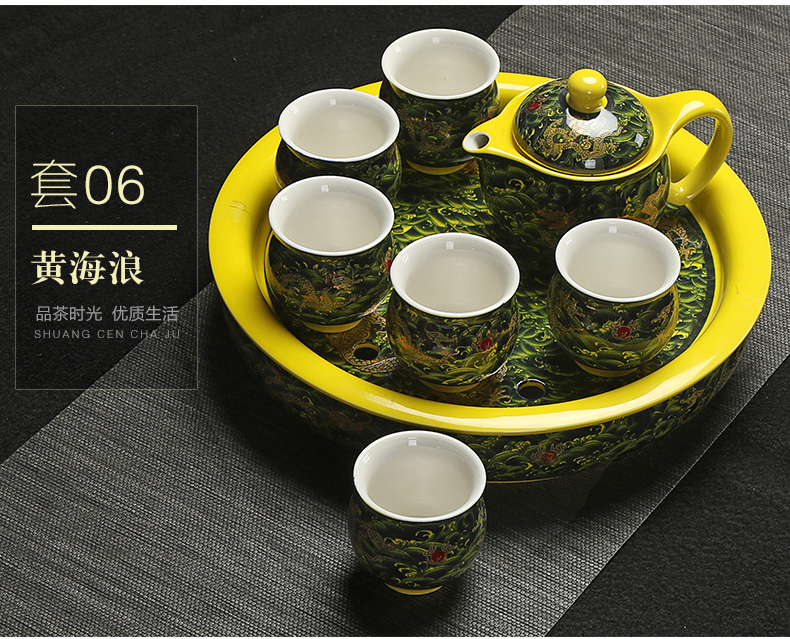 Really hold large heat insulation prevent hot double teapot teacup ceramic tea set a complete set of kung fu tea tray