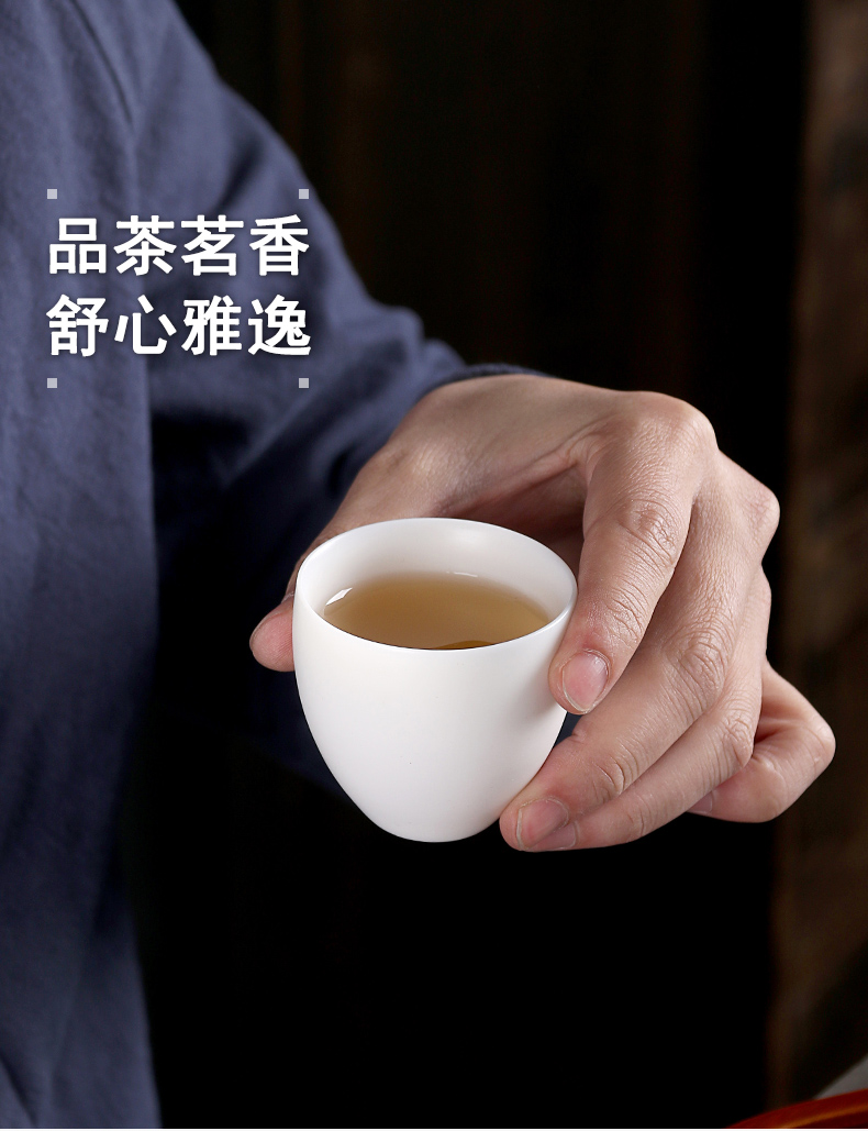 Really high sheng dehua white porcelain kung fu tea set suit contracted from lard suet jade ceramic teapot cup of office