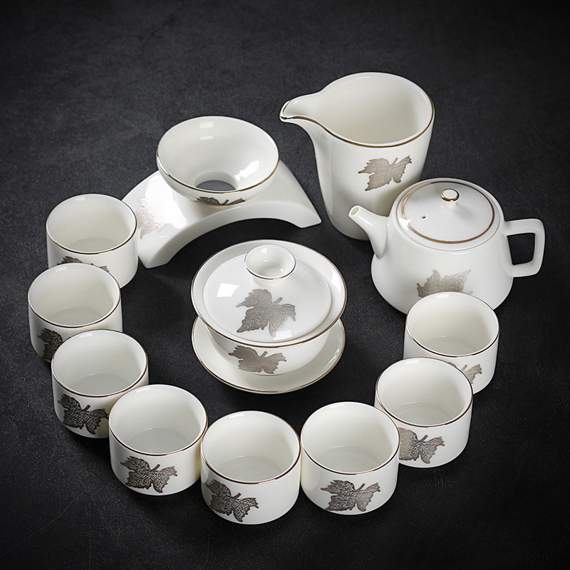 Really served pervious to light white porcelain tureen tea set a complete set of tea cups ceramic tea set kunfu tea gifts