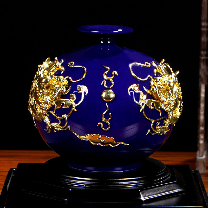 Really sheng aquamarine paint line carve vases dehua ceramic checking porcelain ceramic handicraft furnishing articles sitting room