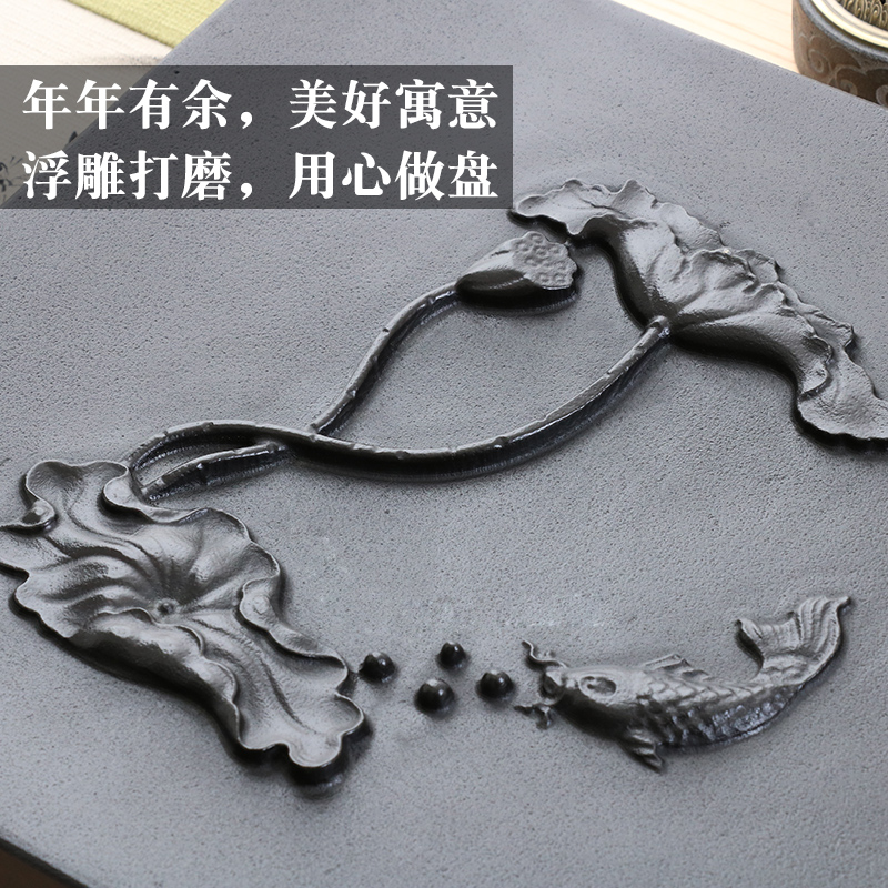 Really fill the whole sharply stone tea tray was natural stone reliefs drainage big sea stone tea tea set contracted household