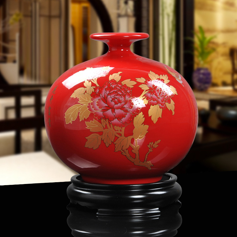 True cheng dehua ceramics within China red bottle household act the role ofing is tasted furnishing articles happiness of heaven and earth porch. ""