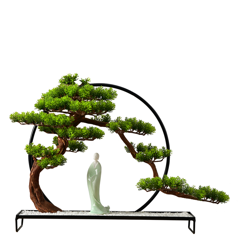 True sheng zen simulation guest - the greeting pine bonsai furnishing articles new Chinese ceramics, wrought iron home sitting room, office decoration