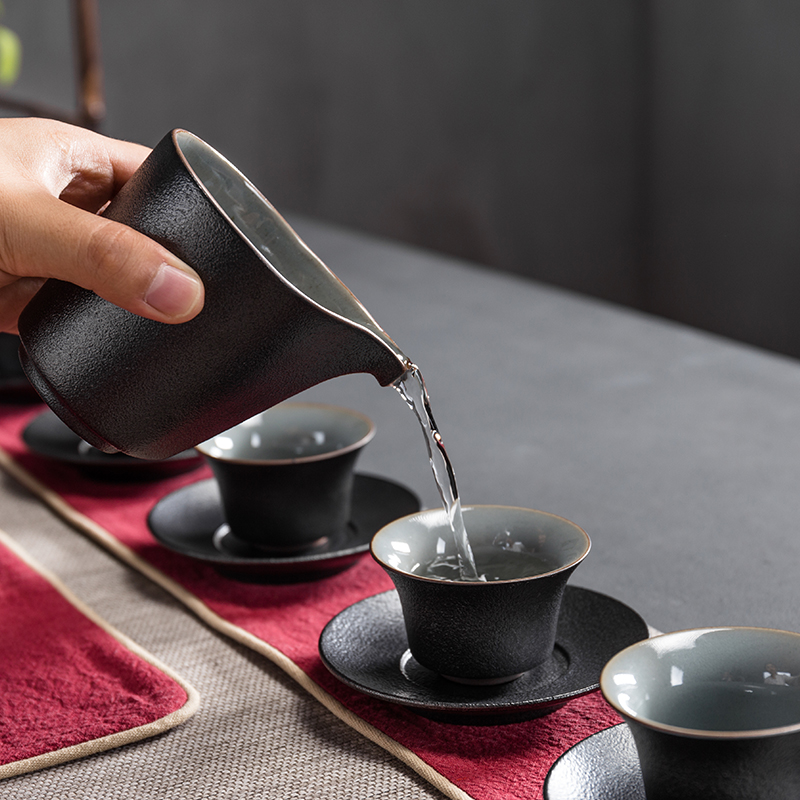 True sheng kung fu tea set suit of black ceramic teapot teacup restoring ancient ways of a complete set of Japanese coarse TaoChan tea tea