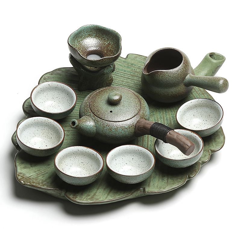 True sheng creative coarse pottery tea sets Japanese dry mercifully machine ceramic kung fu tea set of a complete set of tea cups