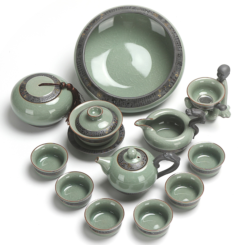 Really sheng elder brother up your up of a complete set of tea service suit kung fu GaiWanCha 6 gentleman slicing for wash tea caddy fixings