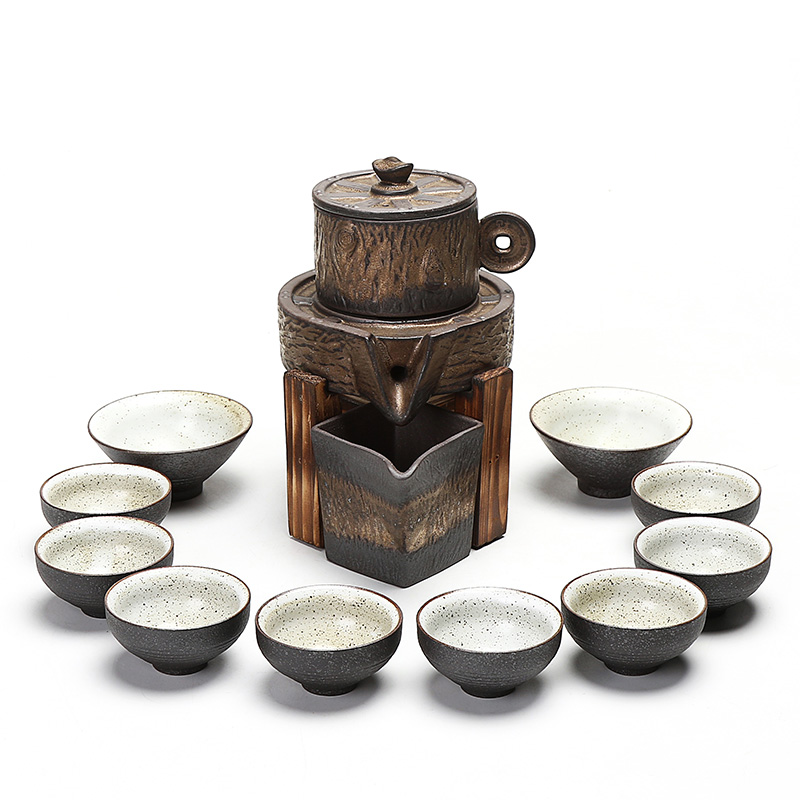 Really hold the hot insulation finances rolling automatic restoring ancient ways tea set coarse pottery originality of a complete set of kung fu tea set