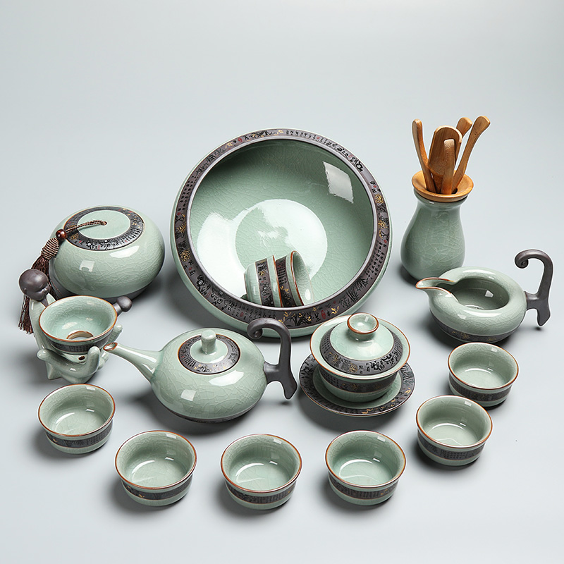 Really sheng elder brother up your up of a complete set of tea service suit kung fu GaiWanCha 6 gentleman slicing for wash tea caddy fixings