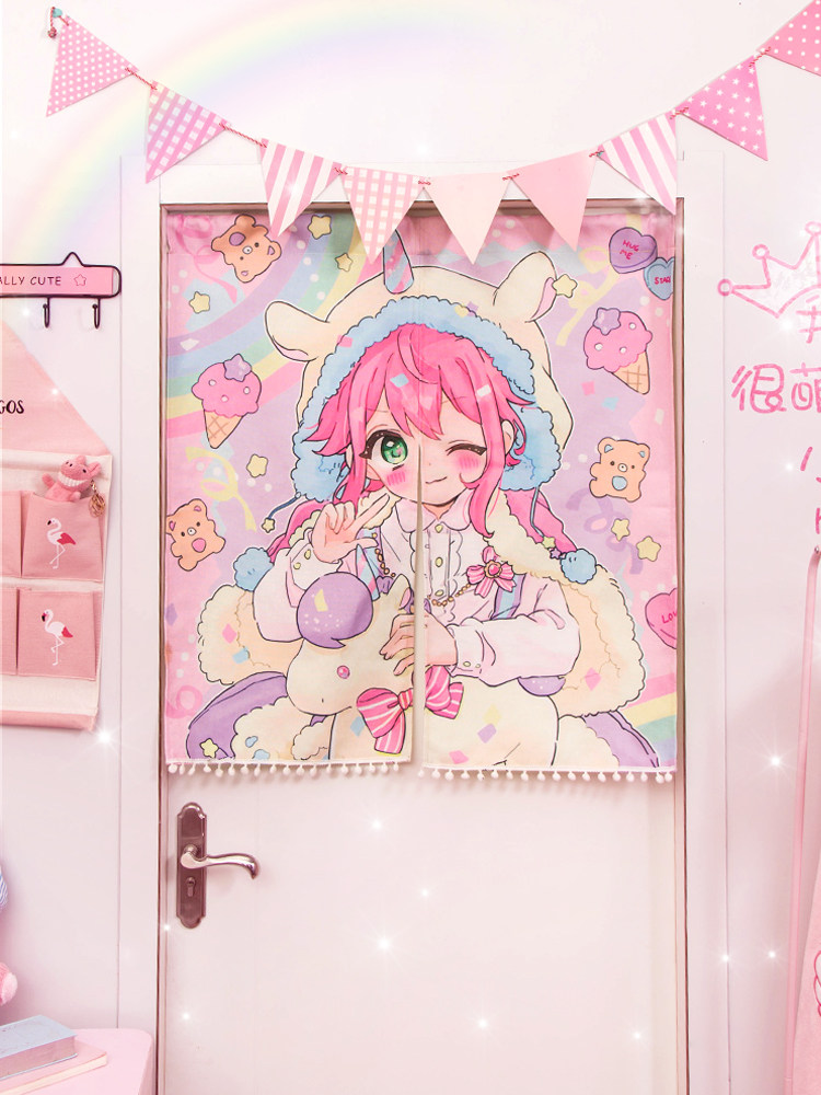 Summer curtain cute girl heart bedroom partition window dormitory decoration small object hanging curtain college dormitory female bedroom