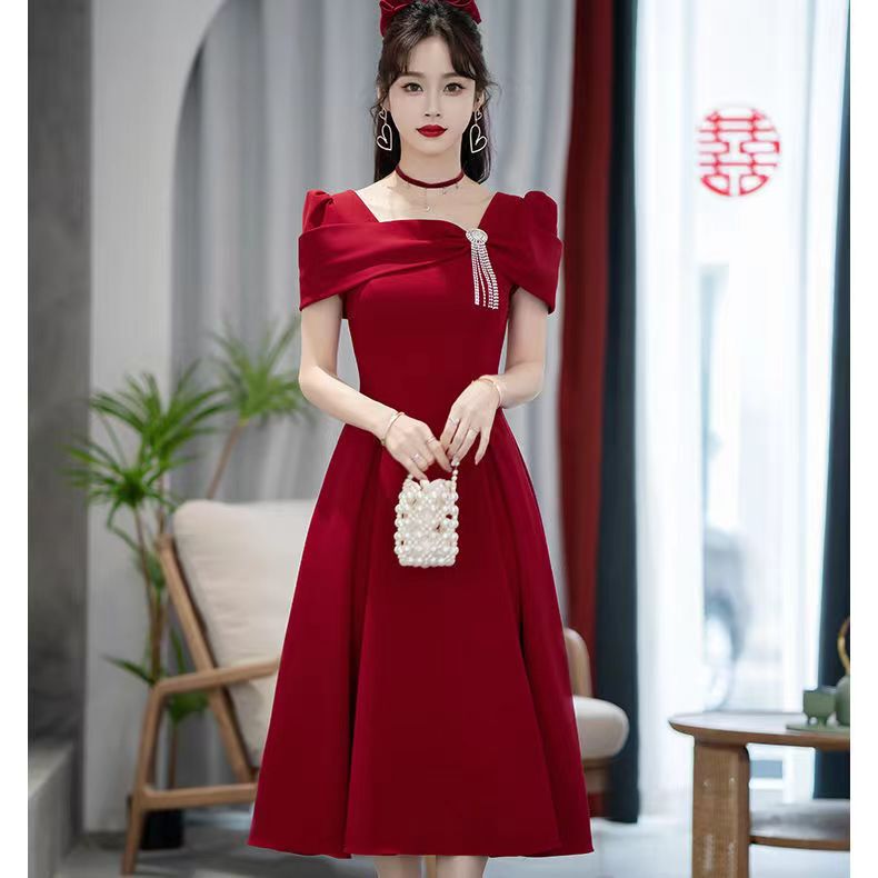 Bridal Toast Dress 2024 New High-End Slimming Elegant Petite Everyday Wear Dress Women's Engagement Dress Bridal Toast Dress 2024 New High-End Slimming Elegant Petite Everyday Wear Dress Women's Engagement Dress