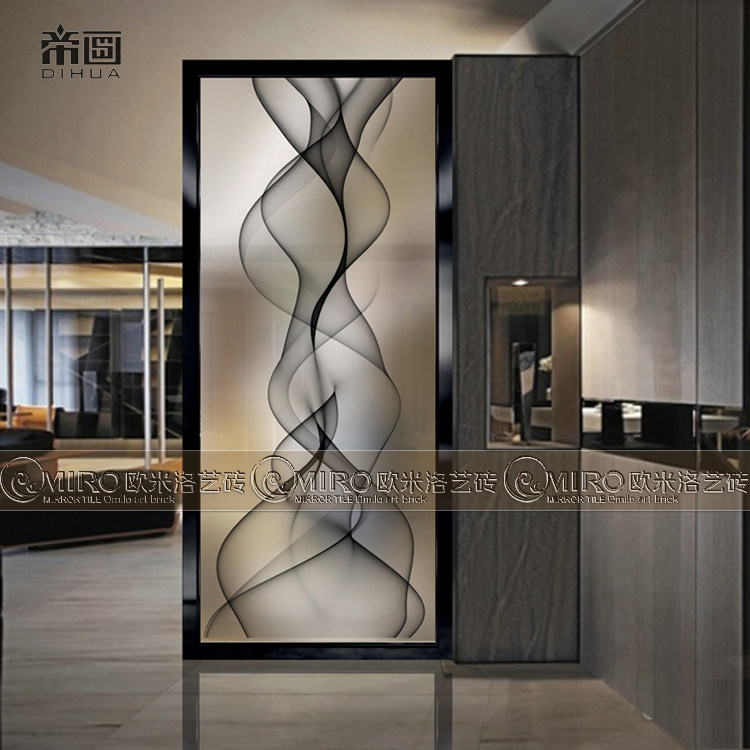 Modern simple art glass screen partition living room entrance sliding door Decorative frosted entry entrance custom double-sided
