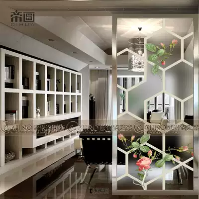 Fine art glass partition into the home entrance, living room compartment, moving door paint tempered background wall, shoe cabinet, window grilles