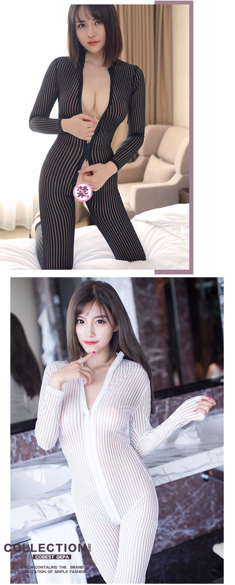 Đồ lót khiêu dâm của phụ nữ dọc đôi dây kéo cardigan jumpsuit miễn phí gợi cảm siêu hấp dẫn phối cảnh đồ ngủ chặt chẽ quan lot nu