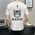 Mùa hè ngắn tay áo thun nam Hàn Quốc phiên bản của xu hướng vòng cổ đơn giản semi-in T-shirt trăm sóng thương hiệu bình thường trên những người đàn ông quần áo 