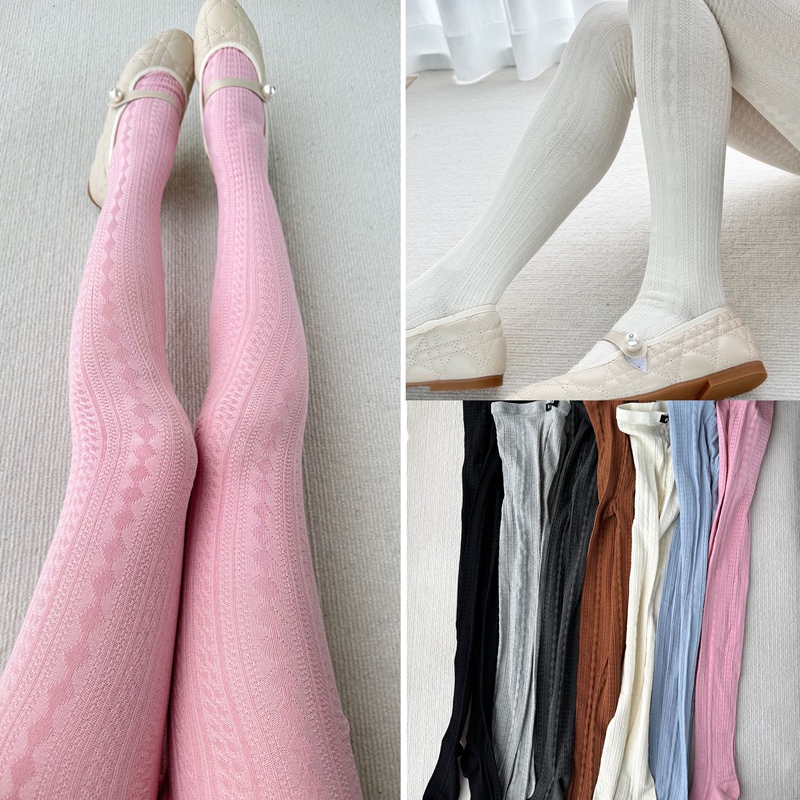 Korean Niche Designer Trendy Pink Cable Knit Slimming Leggings for Girls, Popular on Social Media, Autumn and Winter