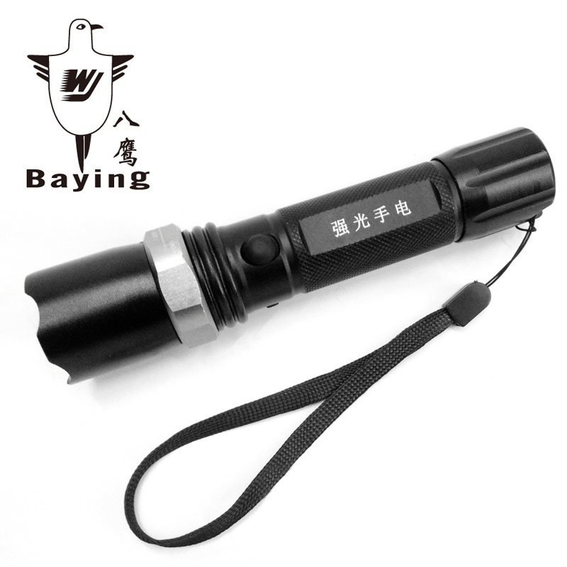 Eight Eagle strong light flashlight LED zoom rechargeable long-range waterproof riding home with safety hammer