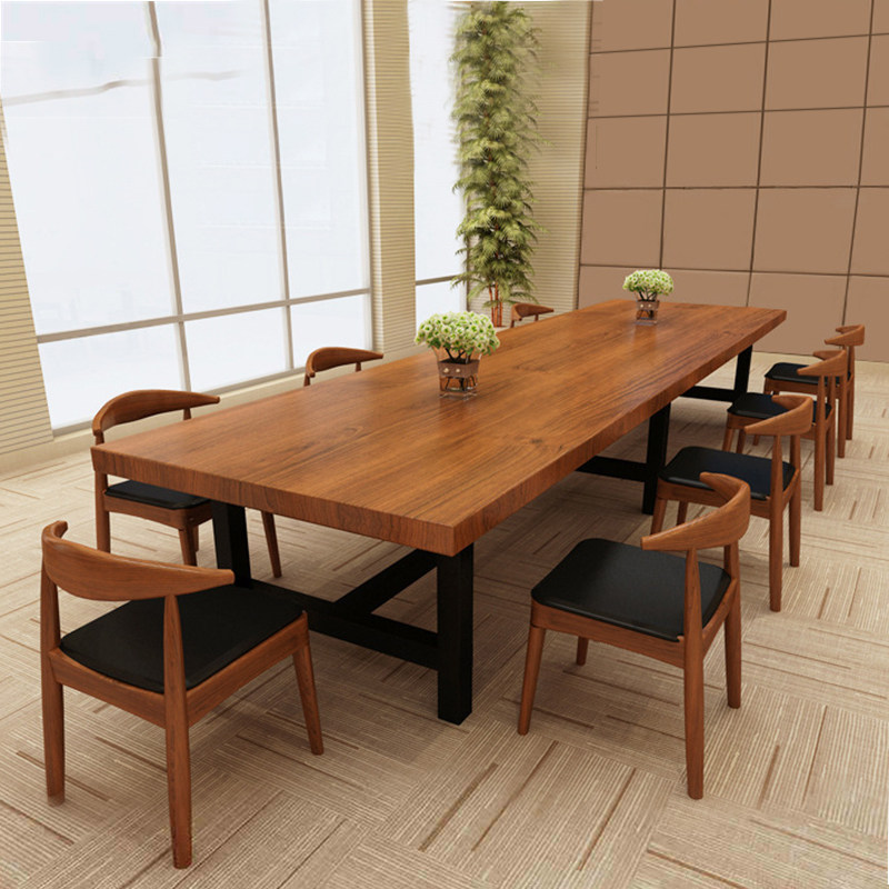 Solid Wood Meeting Table Ultra Large Desk Brief Modern Reception Strip Table Training Table Negotiate Table And Chairs Combination