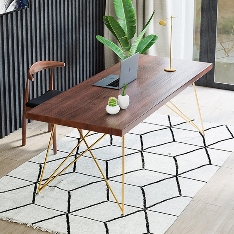Nordic Solid Wood Desk Home Modern Minimalist Bedroom Book House I Board Table Computer Desk Iron Art Desk Desk