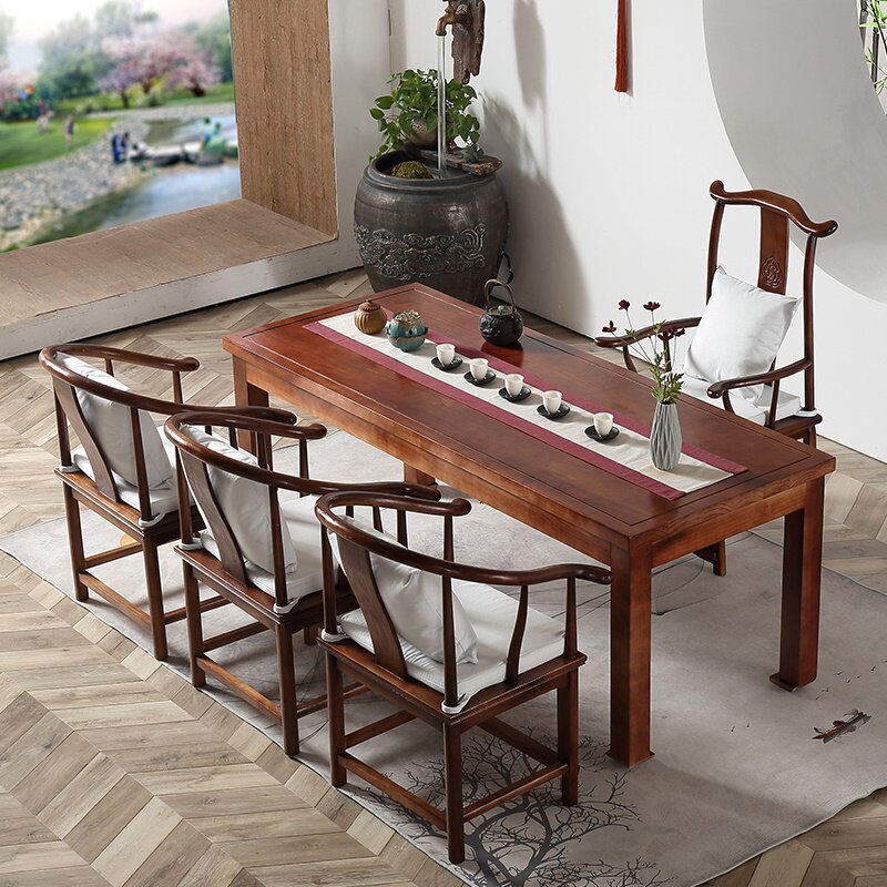 Chinese classical tea table and chair combination simple modern tea art table solid wood tea table kung fu tea table office drinking tea table and chair