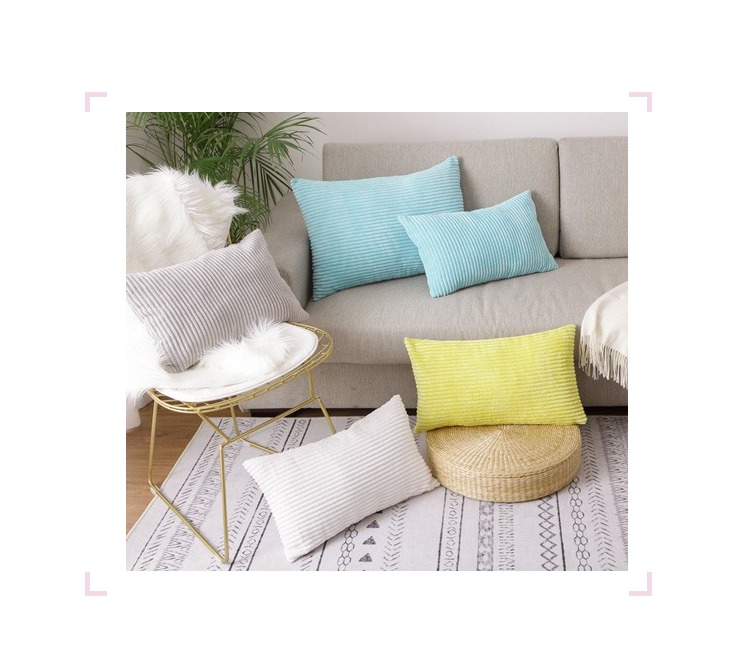 Gối Màu Rắn Corduroy Sofa Eo Gối Ghế hình chữ nhật Lumbar Xe Đệm Giường Gối Không Có Lõi gối dựa lưng