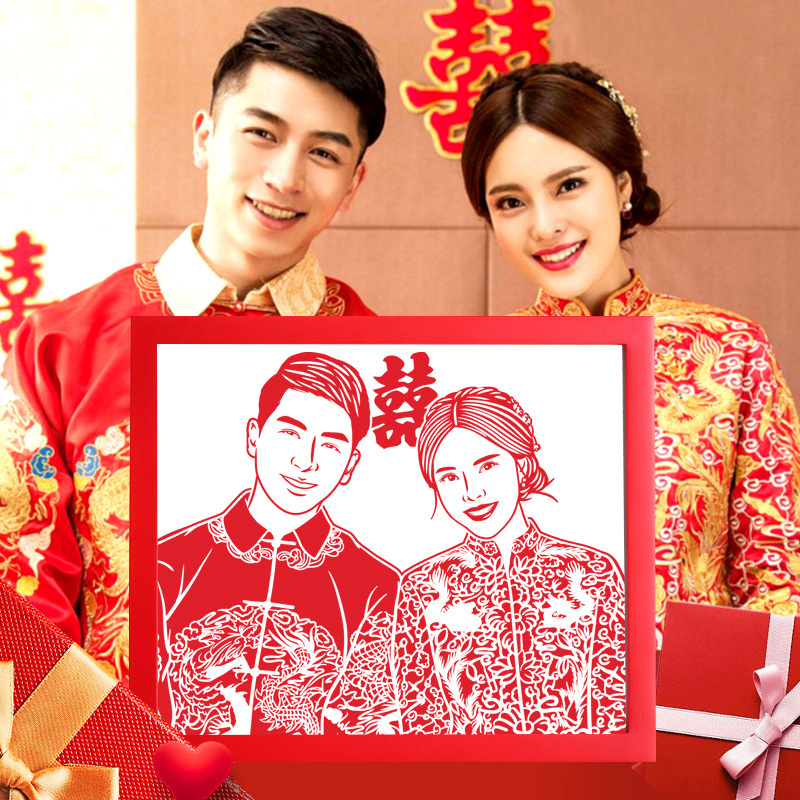 Wedding Gift Photo Custom-Made LAOSHU Free Gift for Foreigners to Commemorate Loved Ones, Creative Birthday Gift Ornaments, Portrait Paper-Cut Wedding Gift Photo Custom-Made LAOSHU Free Gift for Foreigners to Commemorate Loved Ones, Creative Birthday Gift Ornaments, Portrait Paper-Cut