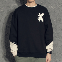 Corduroy splicing handsome clothes mens spring and autumn 2021 new autumn loose trend brand Joker mens coat