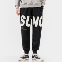 Yi Chaochao brand letter printing casual tie pants Korean version of loose sports pants small feet pants mens pants