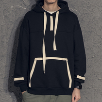Contrast color webbing loose clothes men hooded autumn mens coat 2020 new trend ins Hong Kong style spring and autumn