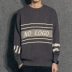 Creative Tide thương hiệu áo len lỏng nam mùa thu Letter Jacquard cổ tròn màu sắc phù hợp với áo len nam 2018 mới áo  Hàng dệt kim