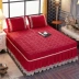 Bedspread giường váy một mảnh luật nhung Levin dày ấm bông nệm bìa đúp bảo vệ giường 1.8x2.0m - Váy Petti