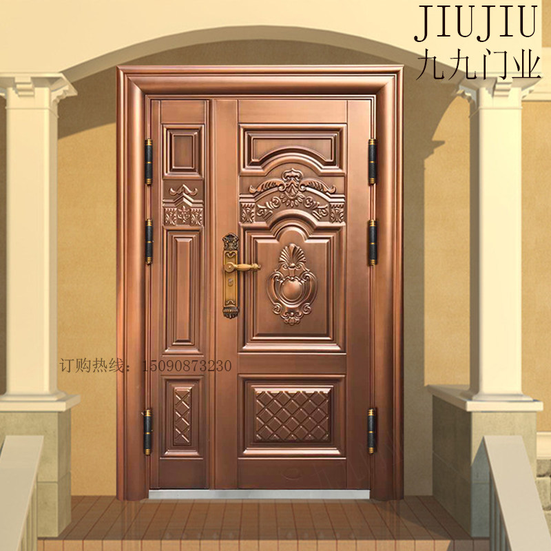 Imitation copper door Class A fingerprint door child mother security door single door villa door entry door entry door security door can be customized