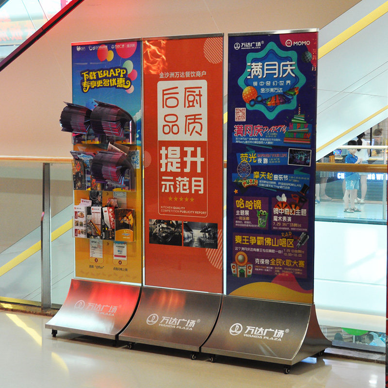 Billboard making double-sided stainless steel flyover outdoor floor instructions pointing to card water card display stand upright exhibition stand