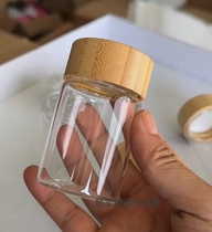 Small glass bottle coffee bean storage jar bamboo lid mini small agarwood bottle sealed jar empty bottle