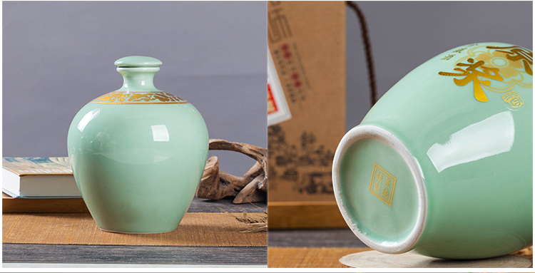 Chai rượu vang gốm 3 kg Jingdezhen rượu vang jar thủ công nồi rượu vang rỗng rượu vang rượu vang trắng đóng gói container niêm phong ba pound rượu vang lon cốc uống rượu whisky
