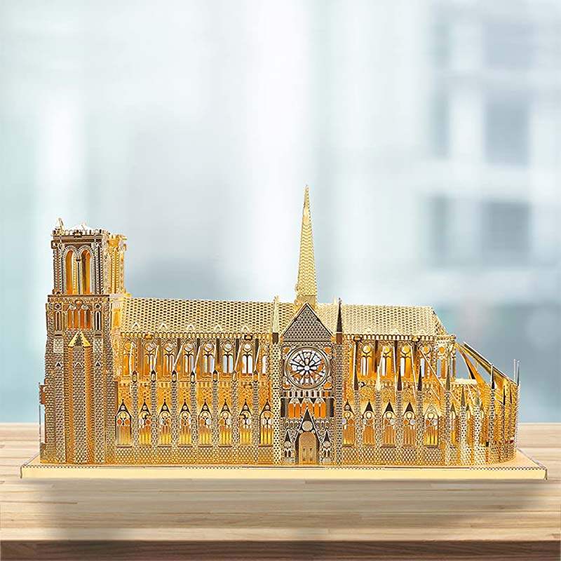 Cool Tide Play Metal DIY Assembly Model 3D Glue-Free Jigsaw Puzzle Famous architecture Paris Notre Dame-Taobao