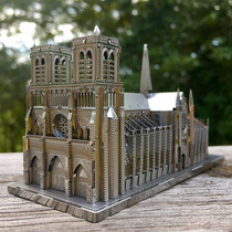 Fight cool metal wrought iron DIY assembly building model 3D glue-free puzzle color Notre Dame Cathedral France