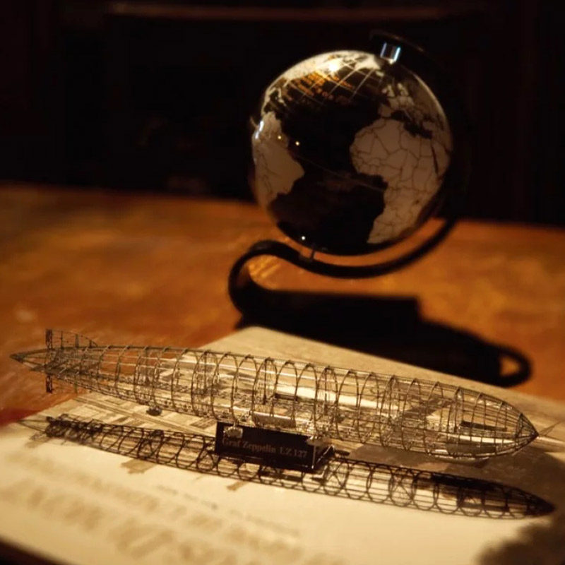 All-metal stainless steel DIY assembly model 3D puzzle Zeppelin airship skeleton iron box