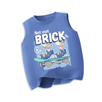 Boys vest 2024 new summer thin cut-sleeve tops childrens pure cotton sports vest outer wear breathable summer clothes