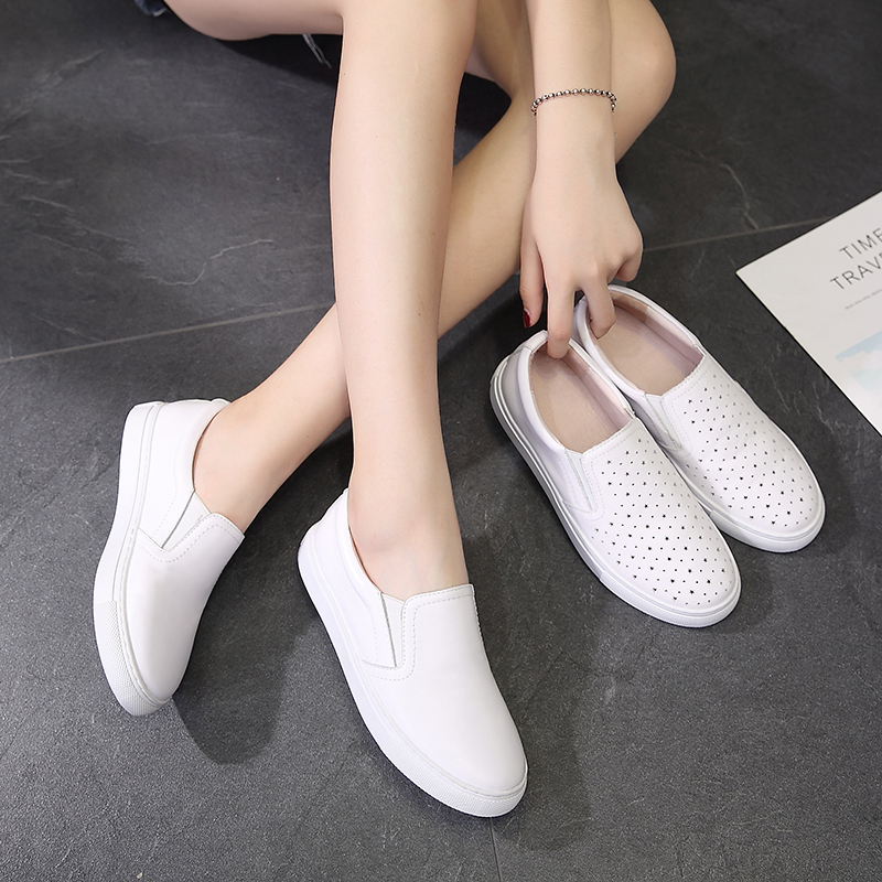 Belle Xin Dubai 2025 Spring Women's Shoes Easiest for Match Fashion Breathable White Shoes Women's Genuine Leather Plaid Slip-On Loafers