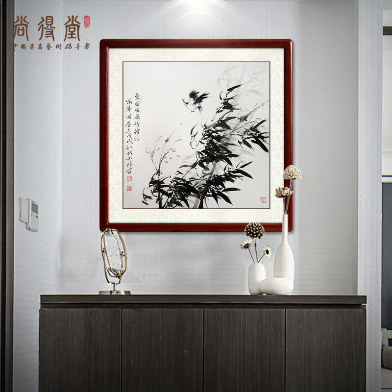Guo painting bamboo pure hand painting ink painting square painting spictorial flowerbird famous famous restaurant picture porch