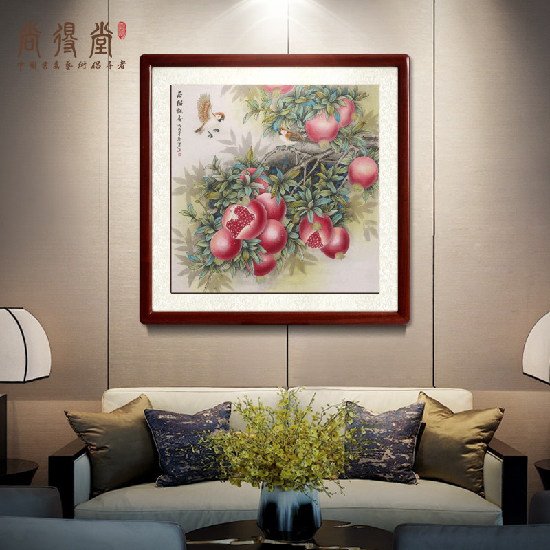 Chinese painting meticulous painting living room hanging painting Doufang calligraphy and painting hand-painted authentic pomegranate picture decorative painting bedroom mural flower and bird painting