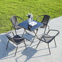 Outdoor milk tea shop iron art tables and chairon waterproof leisure open-air courtyard balcony small round table combination