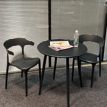 Outdoor milk tea shop outdoor plastic chair round table folding combination open-air leisure balcony network red cafe small table chair