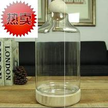  Country glass cover decoration ornaments Home decoration log ball plug wooden bottom glass jar glass vase er