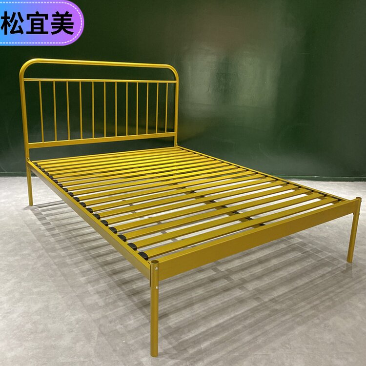Light luxury wind iron art bed Double 1 5 meters iron frame bed Nordic simple ins net Red Princess 1 8m single children's bed
